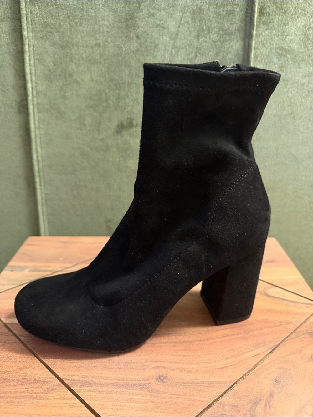MIA Black Suede Block Heel Ankle Booties